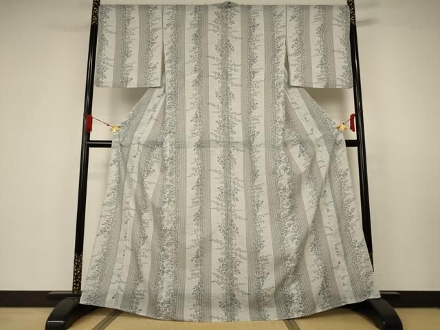 平和屋着物＊夏物 小紋 紗 唐草文 洗える着物 AAAY0487sx