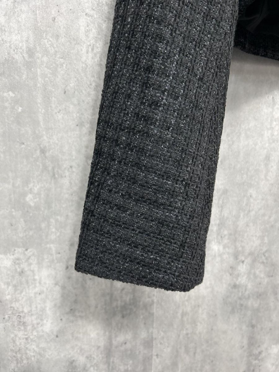 eimy エイミーイストワール ツイード ショート丈 テーラード ジャケット sizeS 黒 レディース GULLKHAN_COM