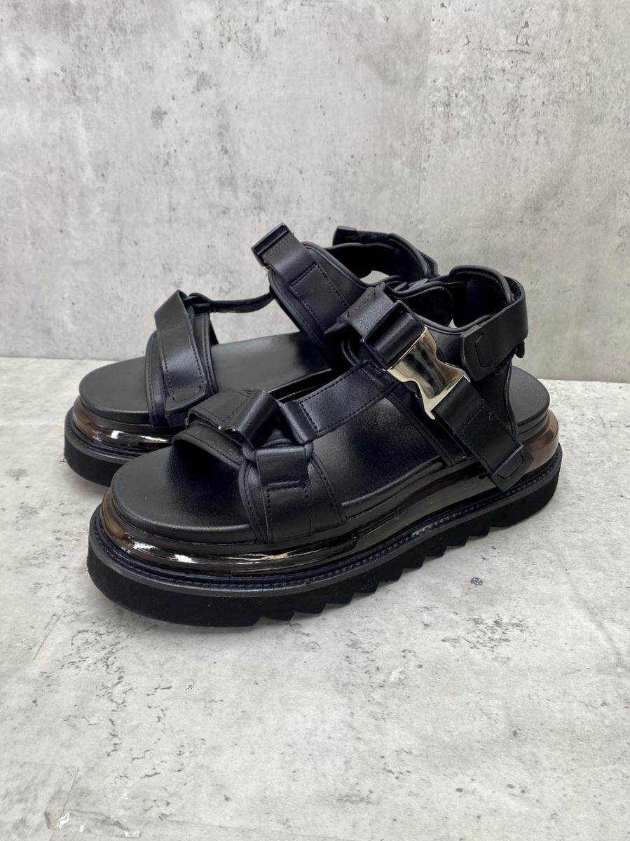 【未使用美品】HARE 厚底 ベルクロ シャークソールサンダル BLACK M 未使用美品】HARE 厚底 ベルクロ シャークソールサンダル BLACK