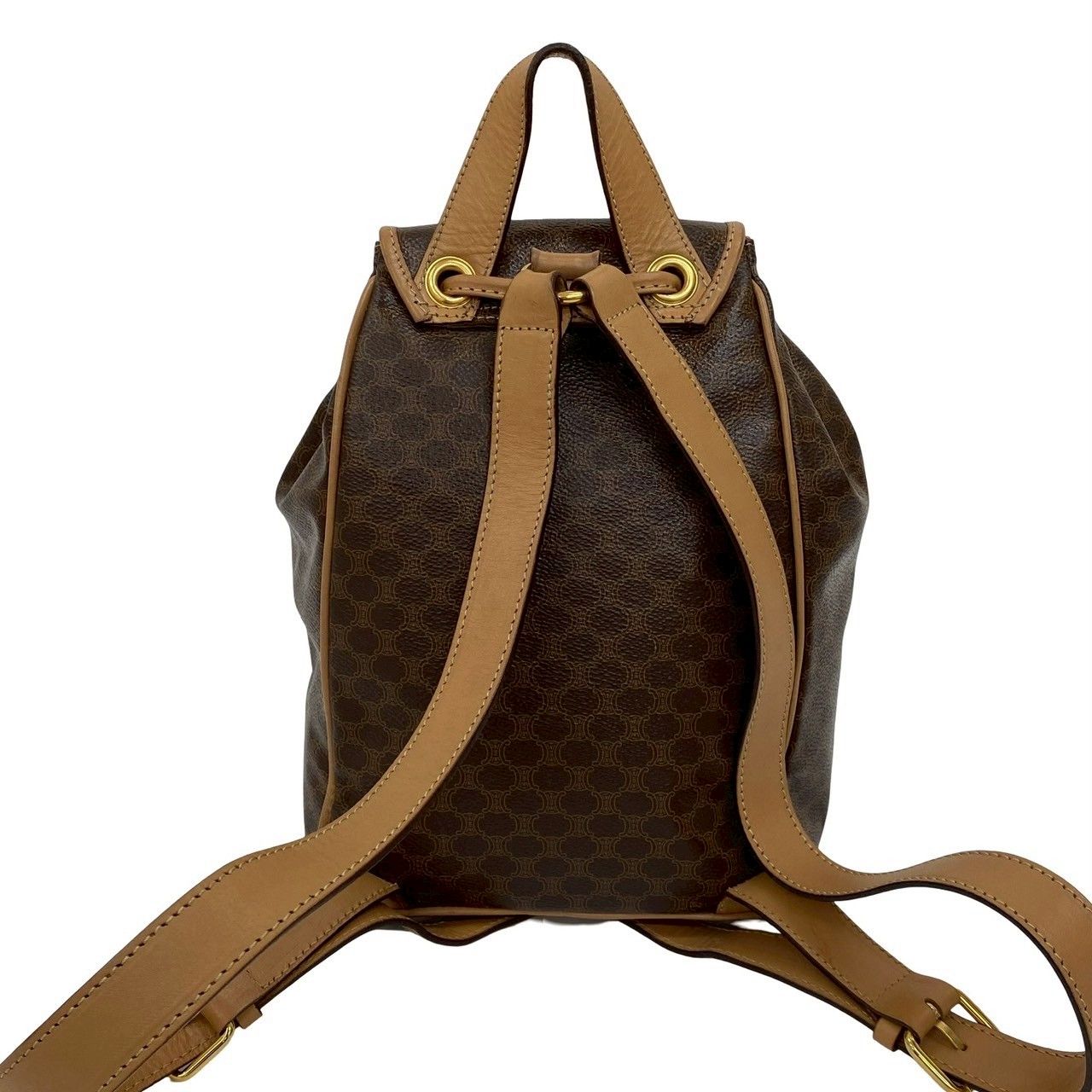 【美品】CELINE マカダム柄 リュック バックパック 金具 レザー 極 美品 CELINE セリーヌ ヴィンテージ マカダム 柄 ロゴ リング