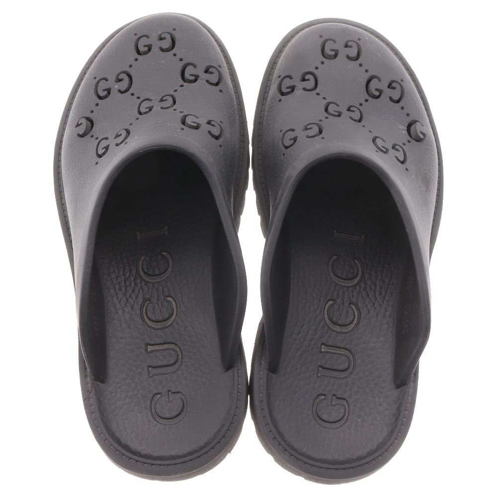 未使用に近い✨　GUCCI グッチ　サンダル　スリッポン　ラバー　GG ブラック 未使用に近い✨ GUCCI グッチ サンダル スリッポン ラバー GG
