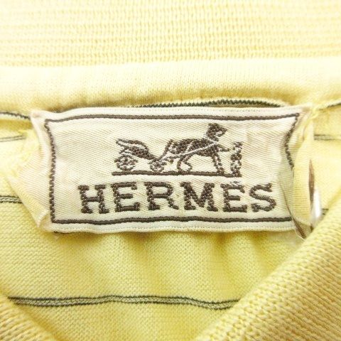 エルメス HERMES 美品 ポロシャツ 半袖 ボーダー柄 サイドスリット 