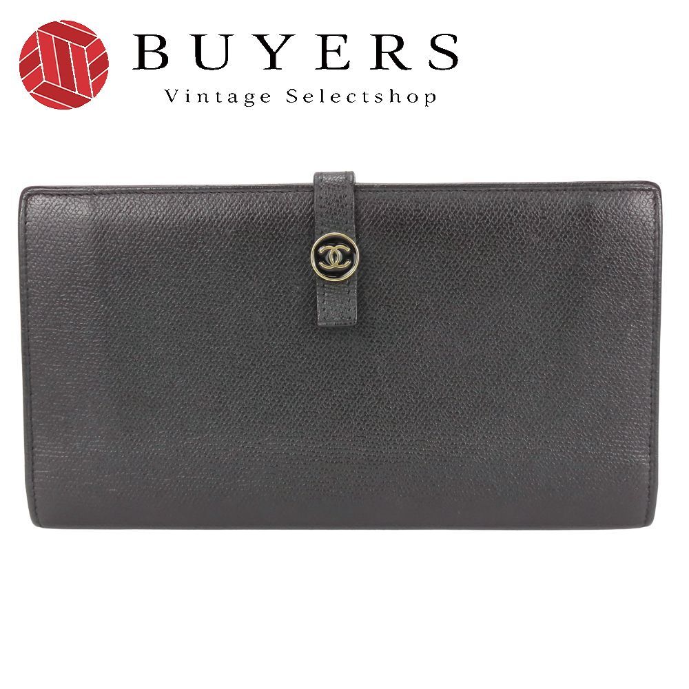 シャネル 長財布 ココボタン レザー ブラック 二つ折り ダブルホック ココマーク レディース 女性 CHANEL