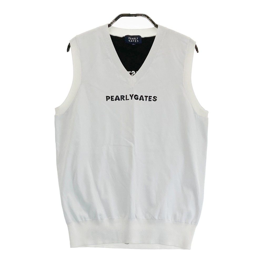 【美品】PEARLY GATES パーリーゲイツ ニットベスト ロゴ 白 1 美品】パーリーゲイツ 2023年Vネックニットベスト PGロゴ柄