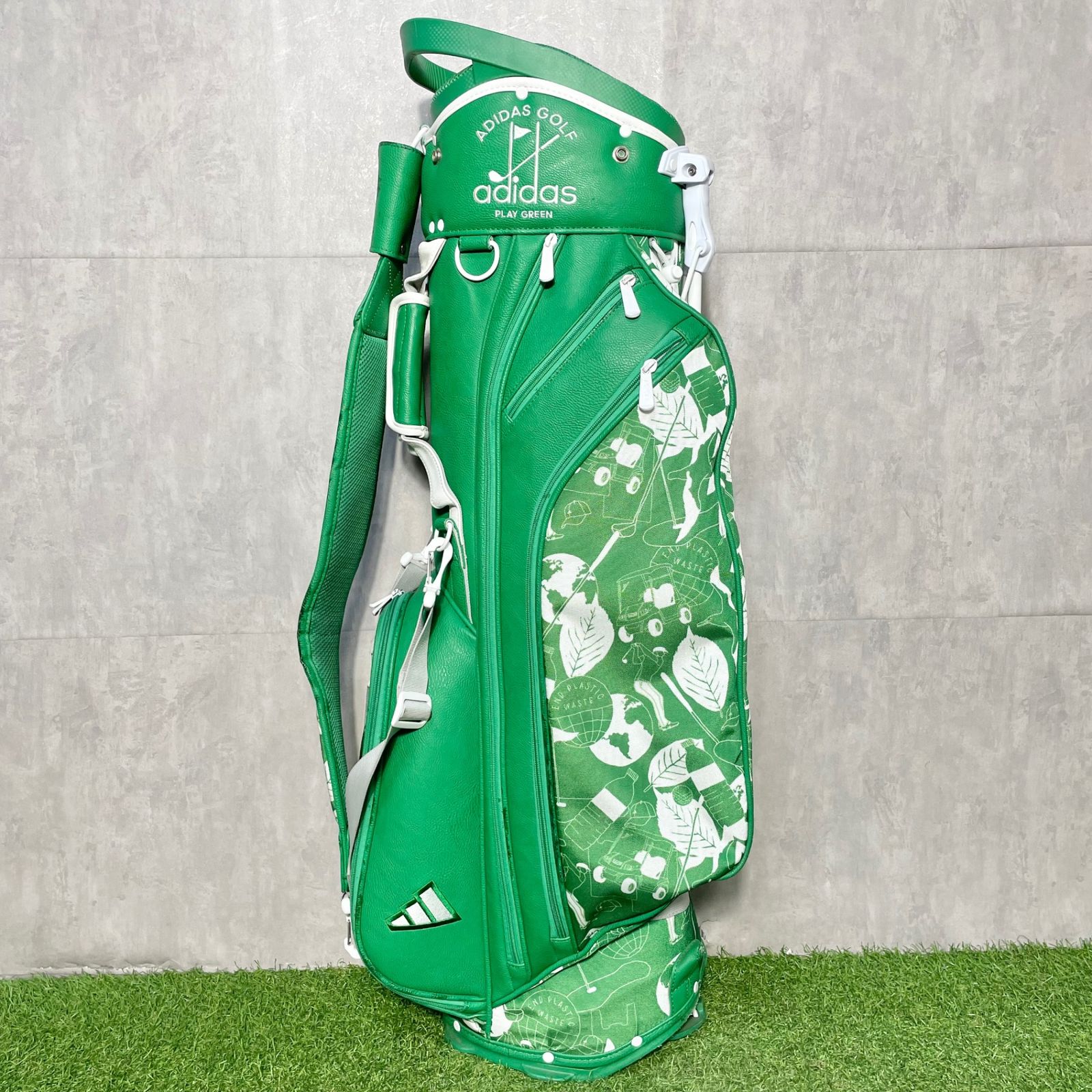 フード ADIDAS アディダス キャディバッグ ゴルフバッグ グリーン スタンド キャディバック キャディーバッグ