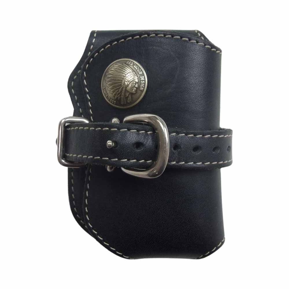 レッドムーン REDMOON ウェスタン シルバー コンチョ レザー シガレット マルチ ケース ブラック系【中古】