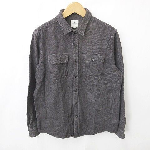 アメリカンイーグル AMERICAN EAGLE シャツ カジュアル 長袖 シャツカラー 綿 黒 ブラック チャコール XL