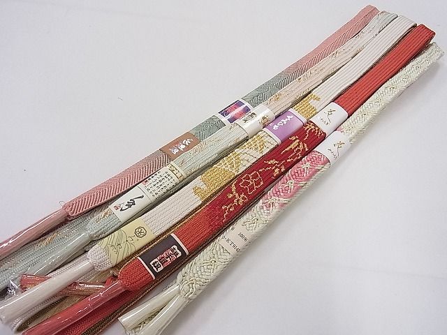 平和屋2■和装小物 帯締め全て未使用10本 花やわらぎ 高麗組 笹浪組 手組紐 金糸 逸品 未使用 ih481
