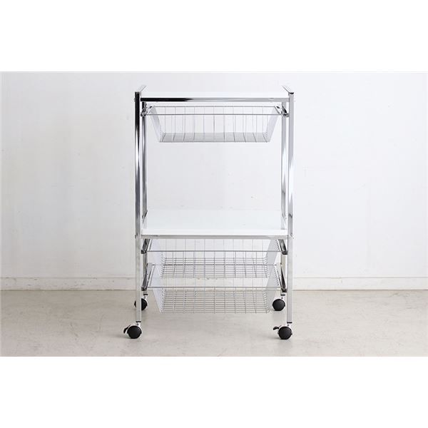 東京都内 サイドワゴン サイドチェスト 幅49cm ホワイト スチール キャスター ストッパー付き ファイン 組立品 〔リビング〕 代引不可 多彩な品揃え。