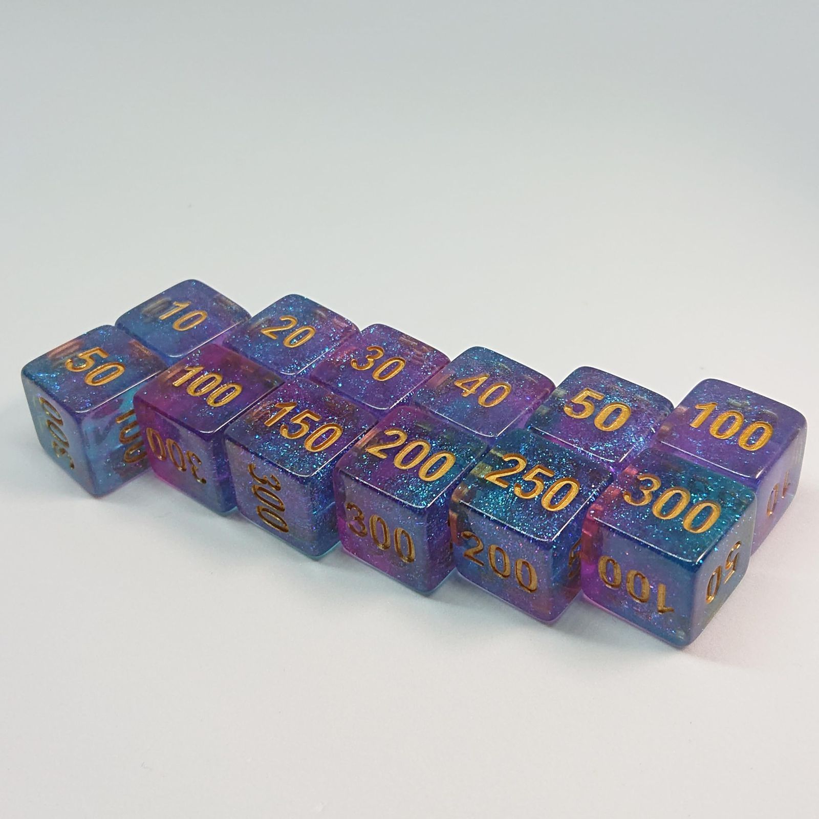 MINI CUBER アメイジング ギャラクシー ダイス パープル ＆ アクアブルー サイコロ 12個 ポケカ 対応 ダメカン 代用