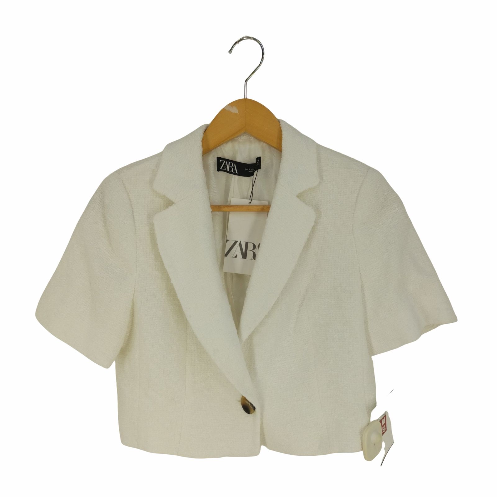 ザラ ZARA クロップド丈 ツイードジャケット レディース import