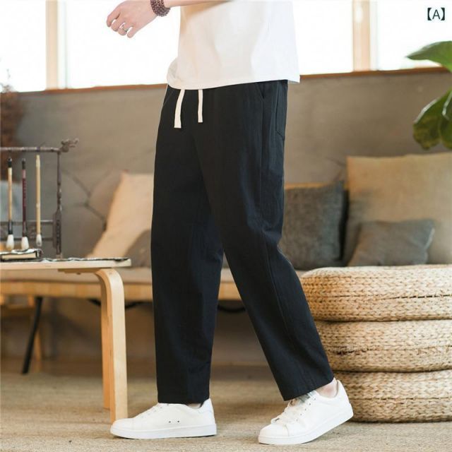 種類133：5XL/O：カーキネイビー メンズ ファッション 服 男性用 オシャレ シンプル 大人 かっこいい 大きいサイズ ストリート 紳士服 綿 リネン カジュアル パンツ 夏 薄手 ゆったり 九分丈 冷