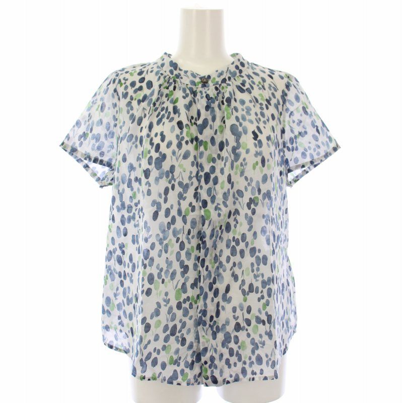 パラスパレス Pallas Palace ブラウス バンドカラー 半袖 総柄 2