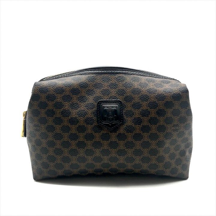 超美品 CELINE セリーヌ ブラックマカダム トリオンフ PVC レザー 
