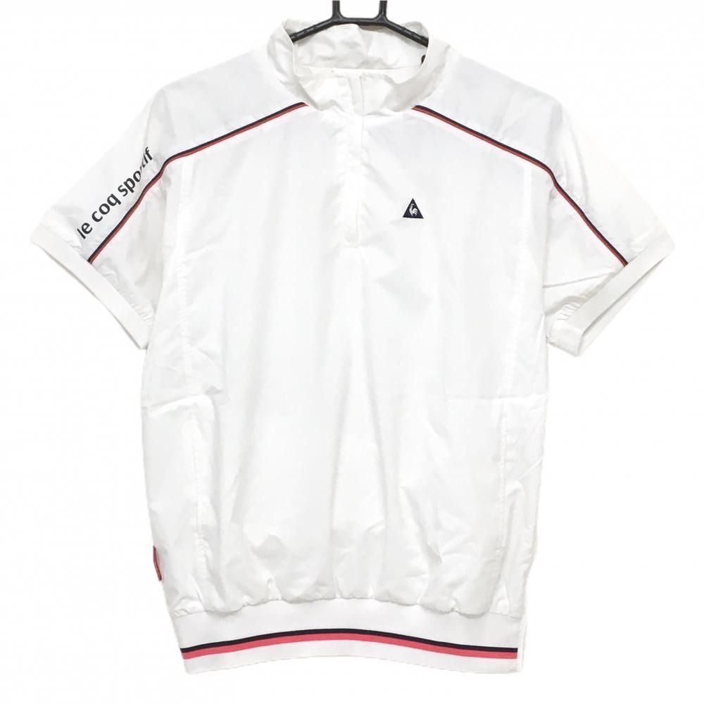 ルコック ハイネックブルゾン 白×ネイビー 裏地・一部メッシュ ハーフジップ レディース M ゴルフウェア le coq sportif ルコック le sportif 美品ルコック 肩 2WAY