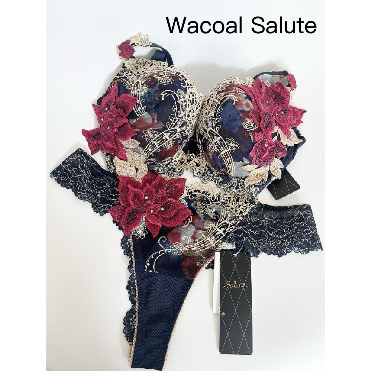 発売コレクション Wacoal Salute ワコールサルート ブラジャー＆ソング Tバックショーツ 90G オペラ座の怪人 2025年製 日本製 E75|L ランジェリー 下着 送料込み 6456892