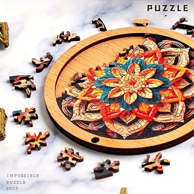 チャレンジマントゥロウパズル - 難易度10級、大人向けユニーク形状の木製脳トレーナー