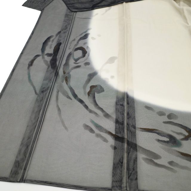 中古】 紗袷 訪問着 着物 リサイクル 紗合わせ 金彩加工 手描き