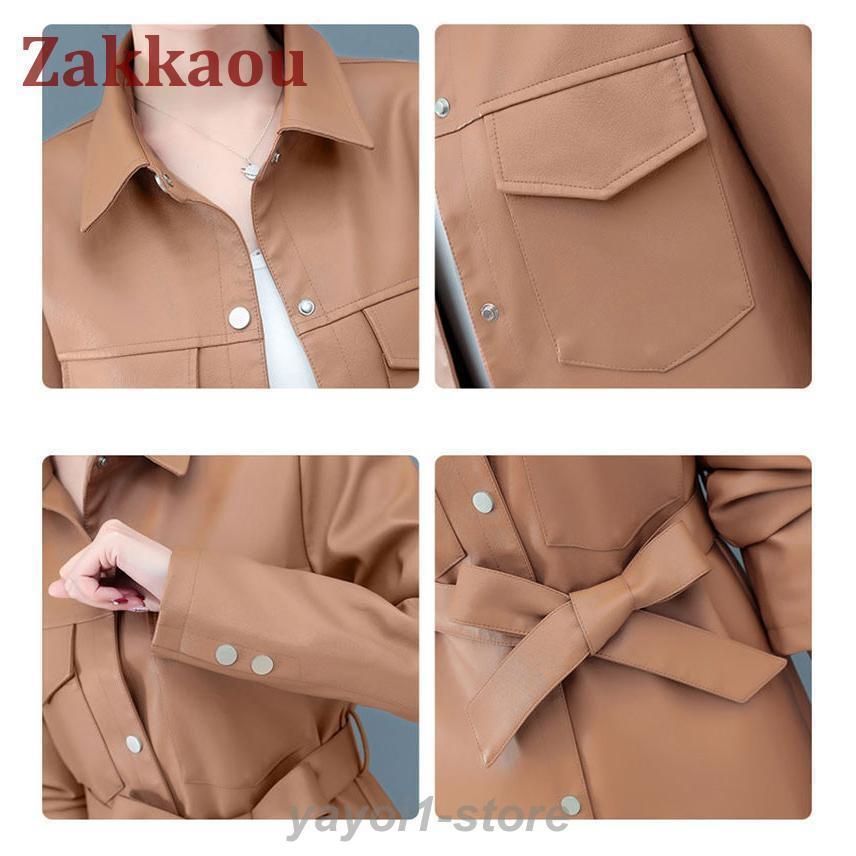 レザー コート レディース ロングコート 春 秋 冬 アウター 防寒 防風 暖かい 母 女性 軽量 大人 きれいめ シンプル カジュア TALLINNNEXPO_COM