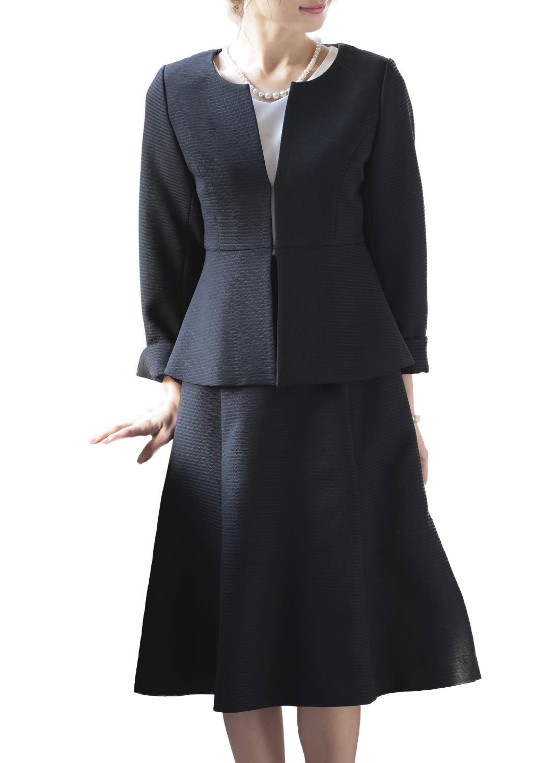アウニイ セレモニースーツ レディース スカート ジャケット 着回し ワンピース セットアップ スーツ ハレの日 式服 母 就職 事務服 制服 ビジネス セットアップ 通勤 結婚式 春 ファッション 着回し お宮参り カジ ブラック | 510 L