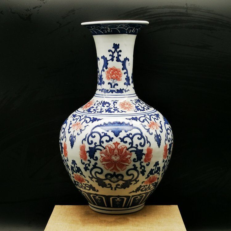 極美品 ！ 青花 花紋 花瓶 花柄 陶磁器 観賞 置物 中国陶磁 収蔵