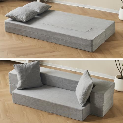 グレーのモダンソファとクッション2個