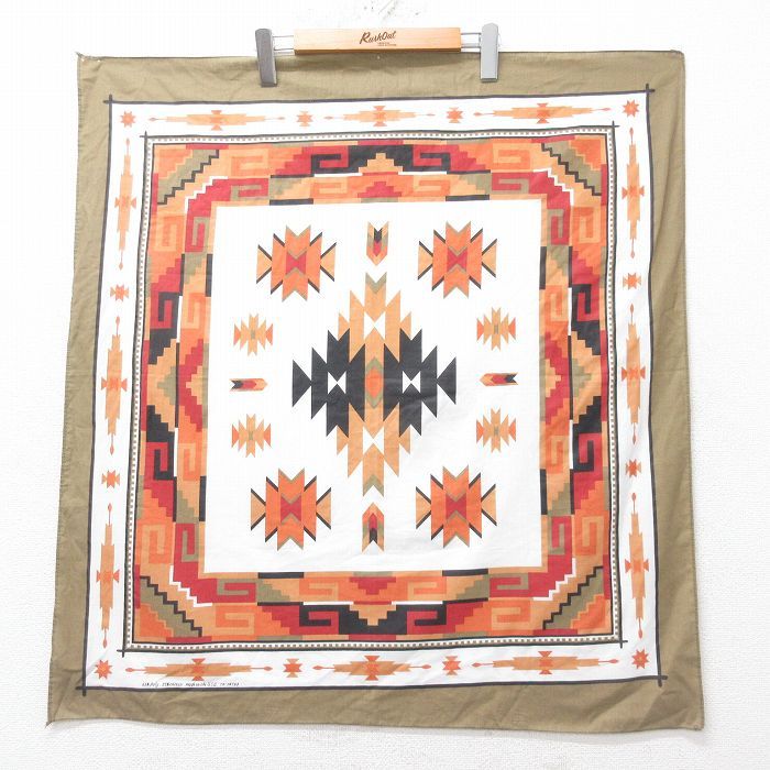 中古 バンダナ 80s ネイティブ柄 ラグ柄 大判 茶他 ブラウン spe 24sep27