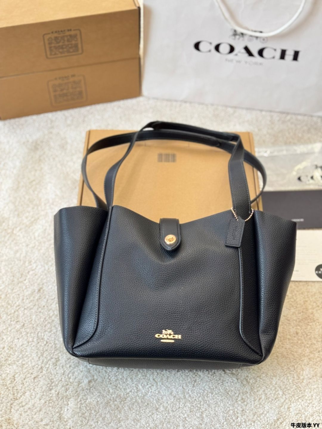 今日 COACH Hadley ハドリー ブラック ブランデード バッグ 28×22cm -MM輸入4
