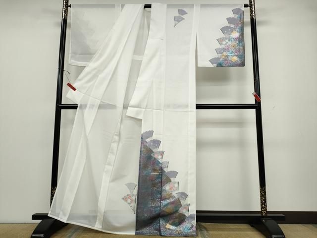 市場】平和屋着物＊夏物 訪問着 絽 刺繍 舞花文 丁子色 正絹 逸品