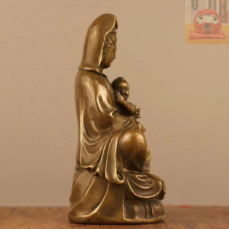 送子観音菩薩 菩薩像 観音像 風水 置物 オブジェ 銅製 仏像 子宝