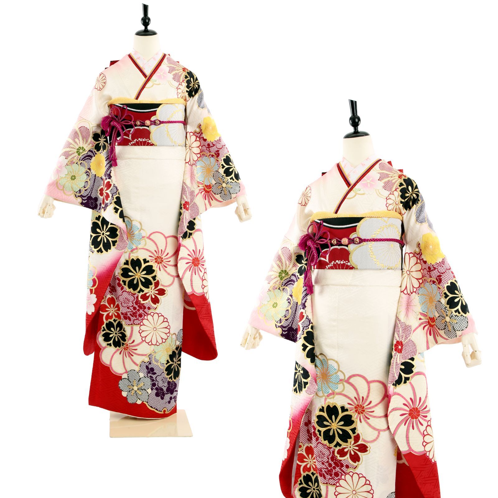 美品 正絹お振袖 7点フルセット Mサイズ 古典桶出し風 白 】