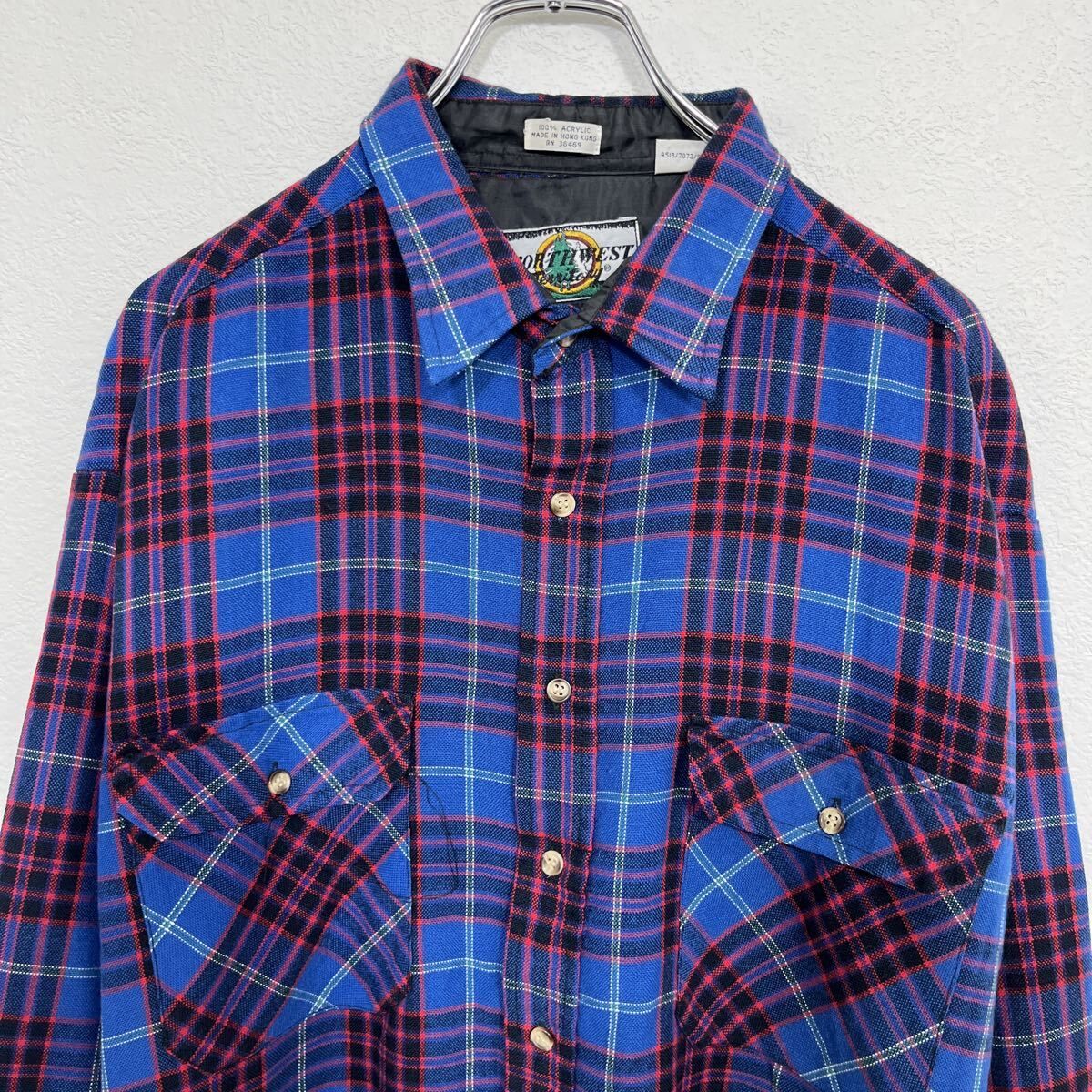 NORTHWEST Territory 長袖 ネルシャツ 2XL ブルー レッド チェック柄 格子柄 ビッグサイズ 長袖シャツ トップス 冬物 a710-5748