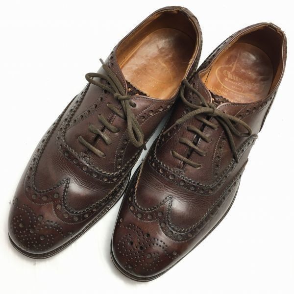 試着交換OK！80s-90sVintage 　CHURCH'S 3都市 旧チャーチ フルブローグ　size25.0-25.5-26.0相当 ウイングチップ ダークブラウン/茶/BROWN〉メンズ//men's 菅NO.WZE-119 試着交換OK！80s-90sVintage CHURCH'S 3都市 旧チャーチ フルブローグ