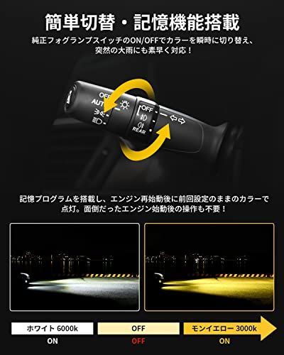 GIMUYA L1B LED フォグランプ 2色 切り替え 30w 7800lm 爆光 メモリー