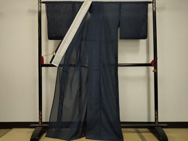 平和屋着物 夏物 色無地 絽 留紺色 洗える着物 AABA5595sx