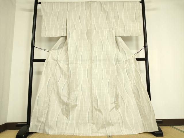 平和屋着物▽本場大島紬　白大島　単衣　9マルキ　立涌文　正絹　逸品　DAAT9666az 平和屋着物▽本場大島紬 白大島 単衣 9マルキ 立涌文 正絹 逸品