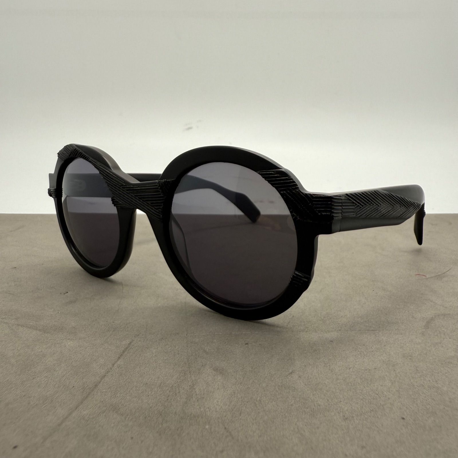 yohji yamamoto 18ss YY5019 凹凸 round sunglasses ヨウジヤマモト ラウンド型 サングラス アセテート マットブラック ケース付 archive