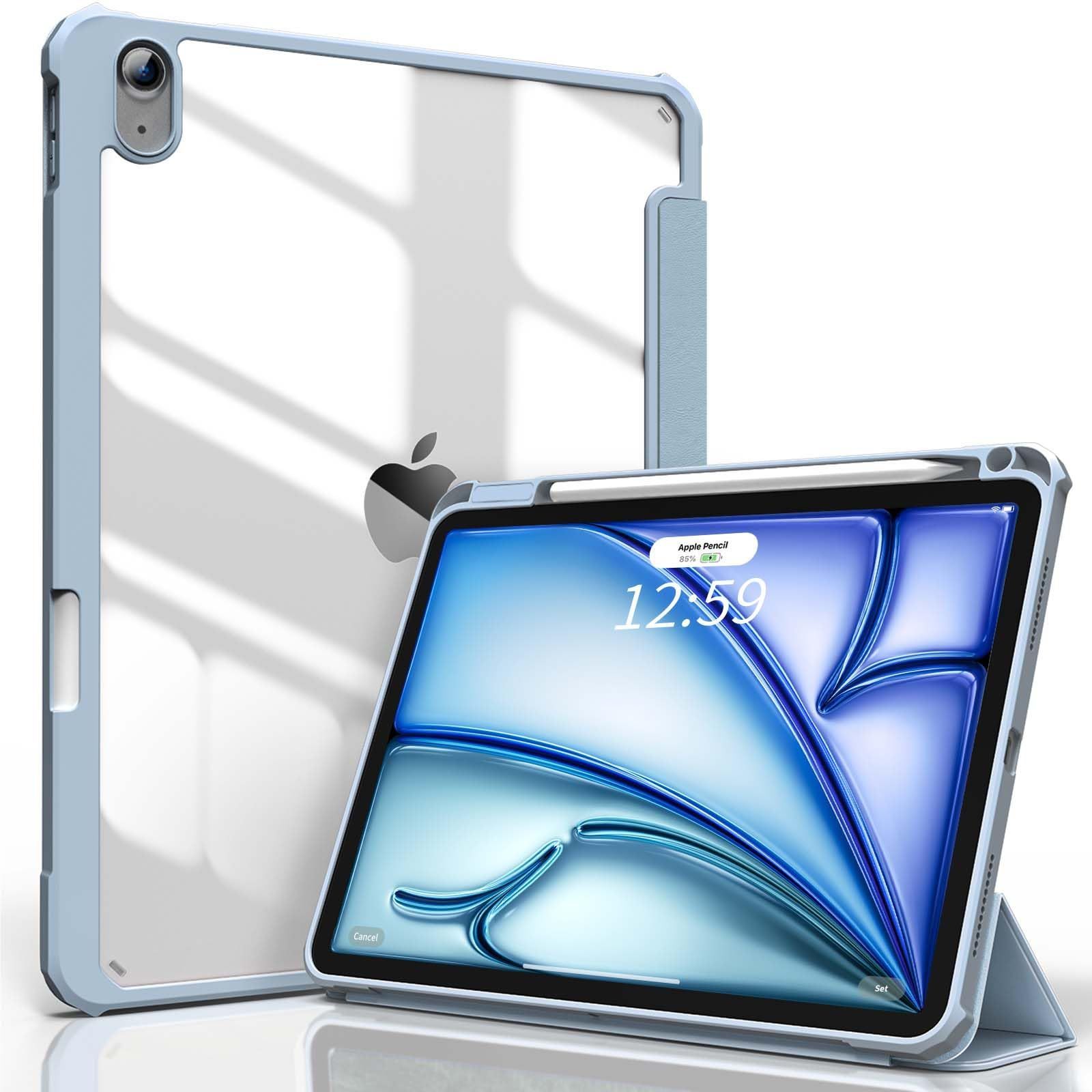 Apple カバー Pencil アクリル 透明 Pro USB-C 2 10.9インチ ワイヤレス充電対応 2025 2020 三つ折りスタンド ケース クリア 第5世代 第4世代 軽量 Air 薄型 耐衝撃 iPad TPU i