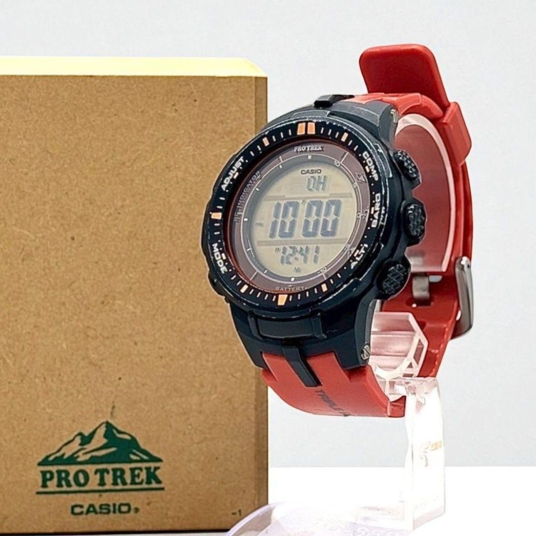 CASIO ソーラー式　PROTREK PRW-3000 登山時計　オレンジ 冒険心を刺激するギア✨】 CASIO カシオ PROTREK PRW-3000
