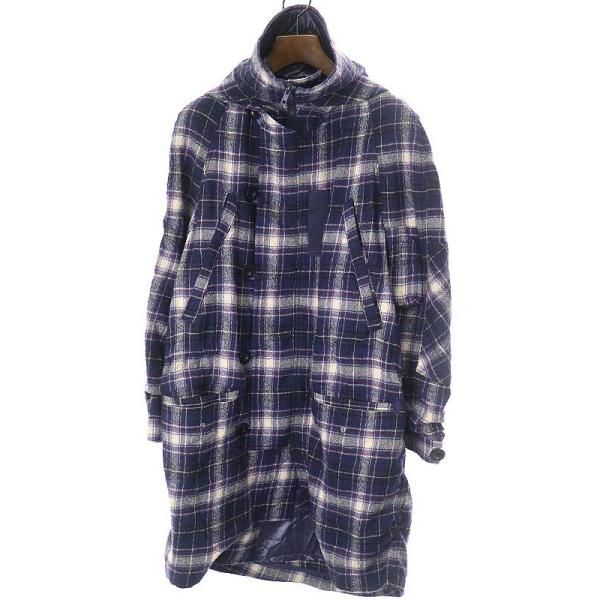 sacai ネイビー チェック柄 ダブルブレスト コート sacai ネイビー チェック柄 ダブルブレスト コート