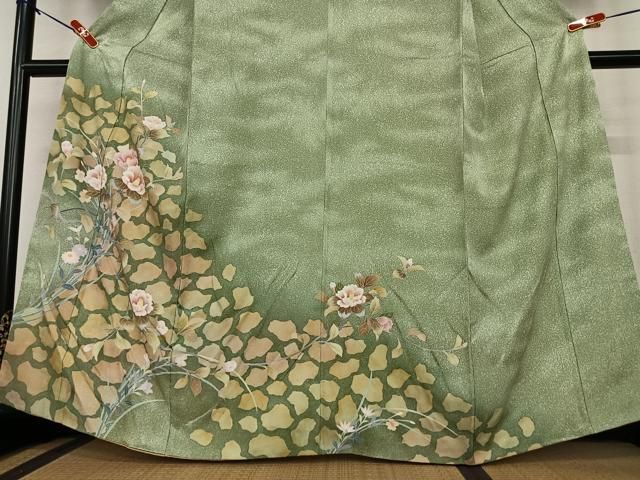 平和屋着物○訪問着 枝花文 椿 暈し染め 金彩 正絹 逸品 AAAY6626zg  