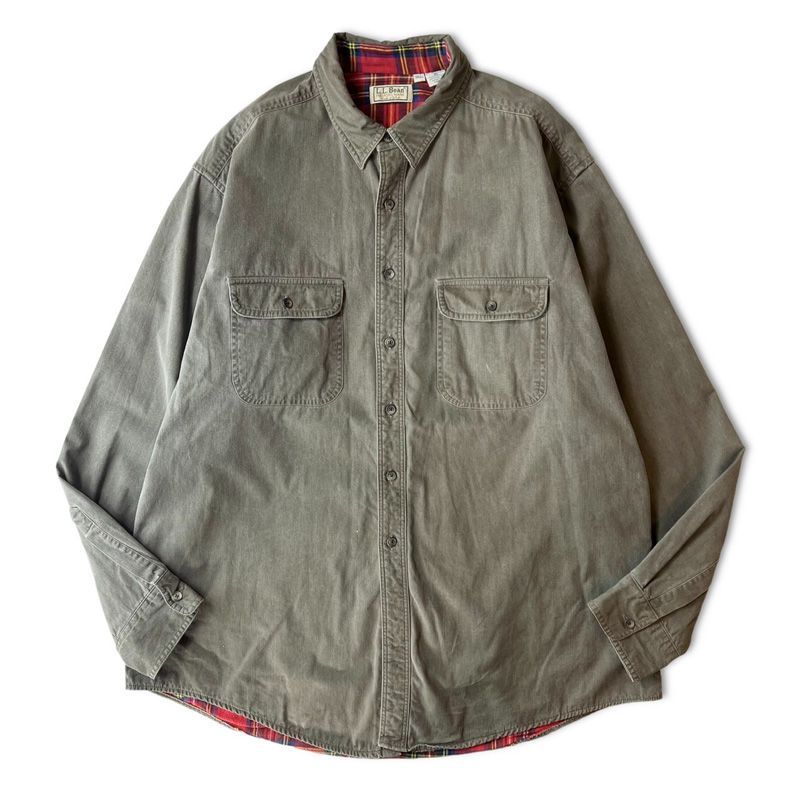 80s USA製 LLBean チェック フランネル ライナー付き コットン ダック 