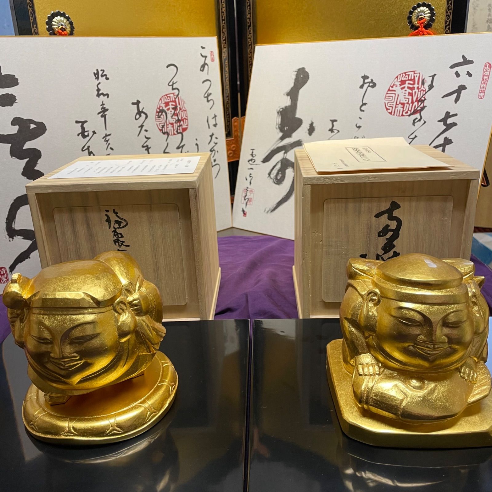 平櫛田中 銅製 恵比寿・大黒天 ブロンズ 像 2体