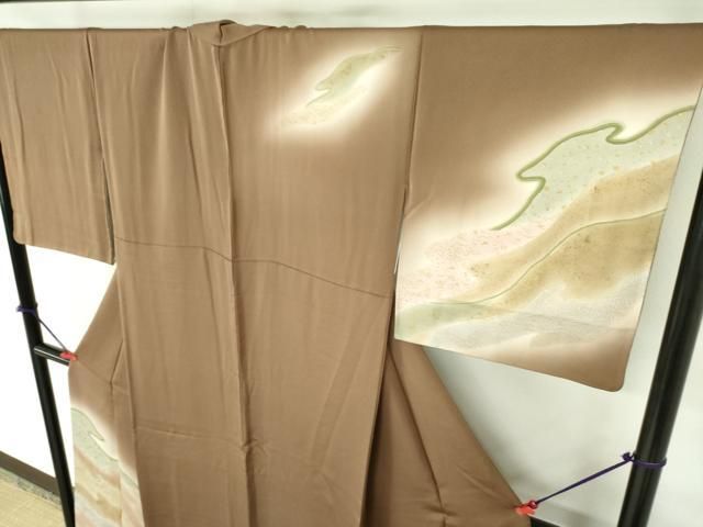 平和屋着物●訪問着　箔散らし　道長花文　暈し染め　金銀彩　ロング丈　正絹　逸品　DAAX1379op 平和屋着物○訪問着 箔散らし 道長花文 暈し染め 金銀彩