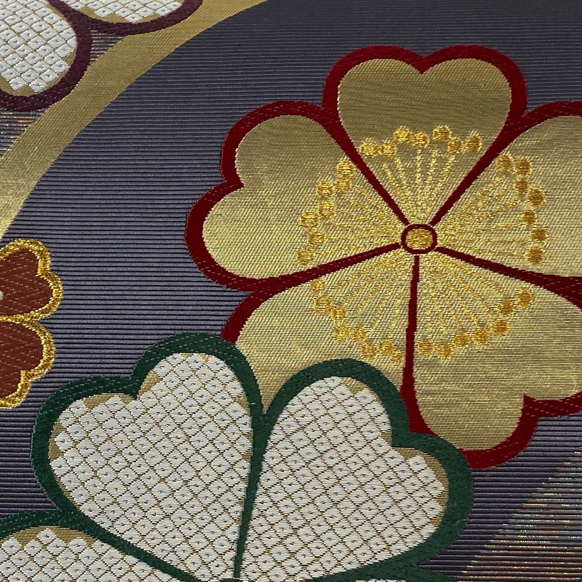袋帯 秀品 振袖向き 桜 箔 金糸 灰紫 六通 正絹 【中古】 - メルカリ