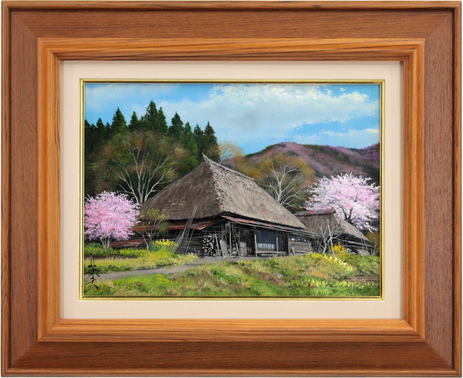 山岸正巳「牧場風景」 油絵・油彩画 絵画 - 無 北海道画廊