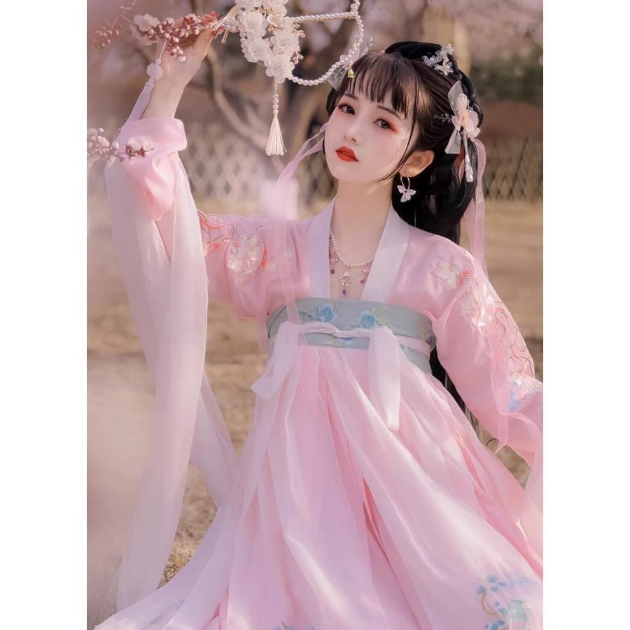 購入特典 ♥ 唐装漢服 舞台衣装 チャイナドレス 華流衣装 中華古代服 刺繍 中華服 チャイナ服 中華風 チャイナ風 花柄 古典美人服 ステージ衣装 イベン