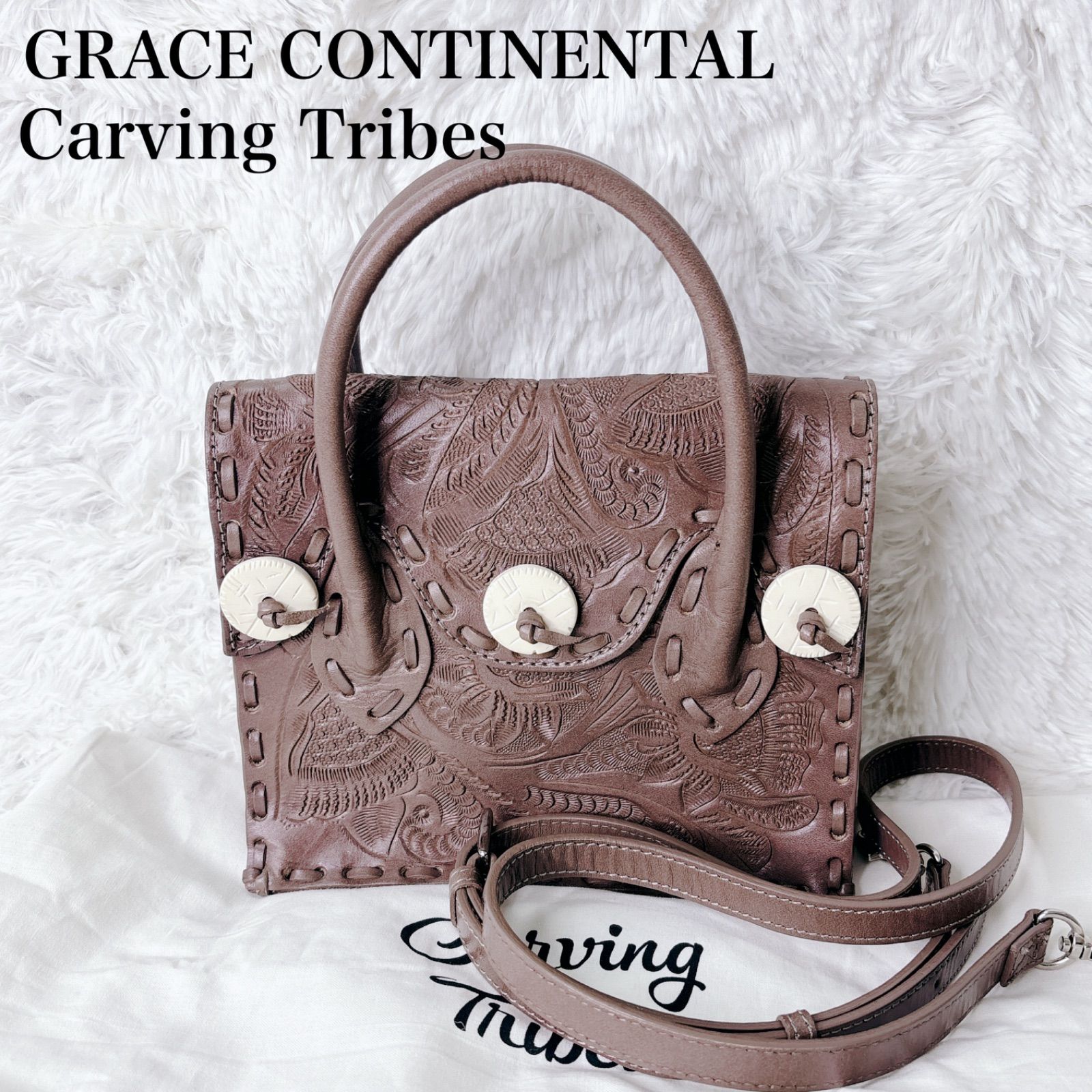 GRACE CONTINENTAL CarvingTribes ショルダーバッグ 2WAY 総柄 GRACE CONTINENTAL CarvingTribes ショルダーバッグ 2WAY 総柄