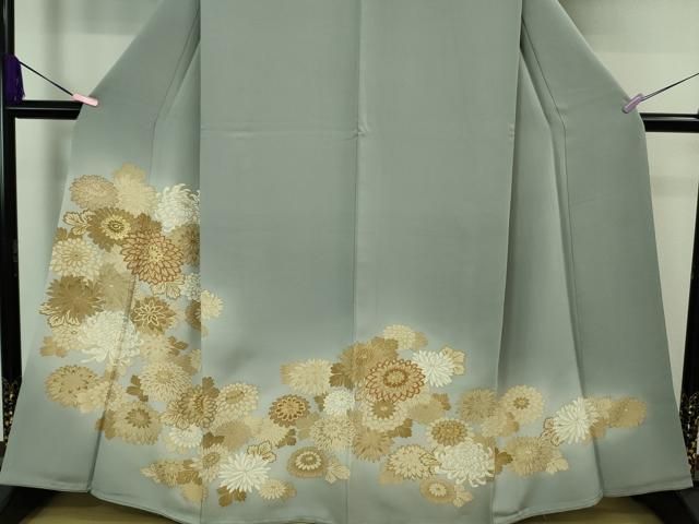 平和屋本店□極上 創業460年・千總 色留袖 駒刺繍 乱菊 スモークブルー