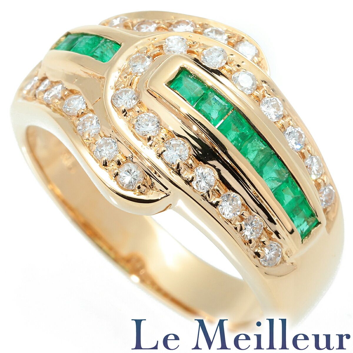 リング 指輪 エメラルド 0.3ct ダイヤモンド Pt900 11号 中古